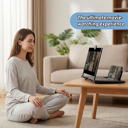 Screen Magnifier for Cell Phone, 12-inch 3D HD Portable Magnifying Screen with Foldable Stand for Movies & Gaming, Upgrade Universal Phone Screen Amplifier Compatible with All Smartphones (Black) in Saudi Arabia