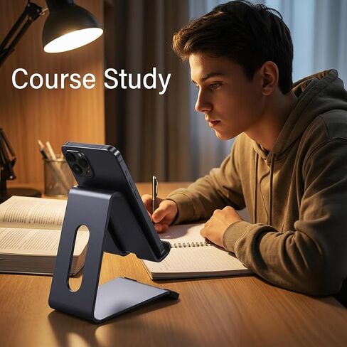 حامل هاتف للمكتب، حامل هاتف خلوي من الألومنيوم السميك وحامل هاتف للمكتب، متوافق مع الأجهزة اللوحية، iPhone، iPad، Samsung - رمادي داكن in Saudi Arabia
