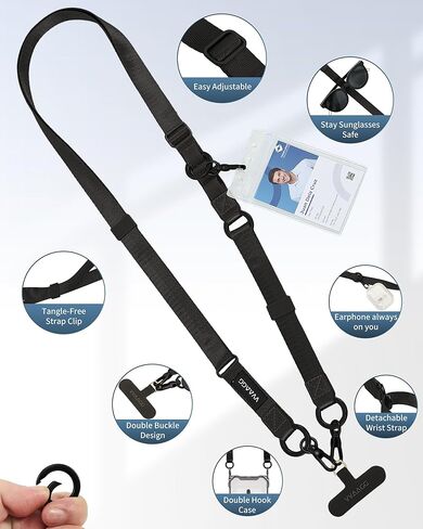 VVAAGG Cell Phone Lanyard for iPhone: Adjustable Phone Strap Crossbody Neck and Wrist Strap Anti-Theft Lanyard Travel Essential Compatible for iPhone Android Smartphones in Saudi Arabia