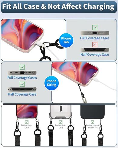 VVAAGG Cell Phone Lanyard for iPhone: Adjustable Phone Strap Crossbody Neck and Wrist Strap Anti-Theft Lanyard Travel Essential Compatible for iPhone Android Smartphones in Saudi Arabia