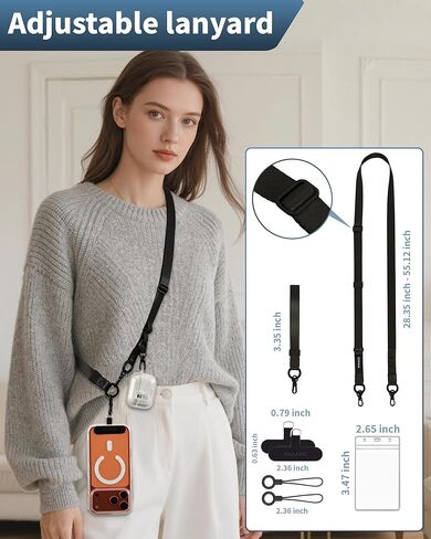 VVAAGG Cell Phone Lanyard for iPhone: Adjustable Phone Strap Crossbody Neck and Wrist Strap Anti-Theft Lanyard Travel Essential Compatible for iPhone Android Smartphones in Saudi Arabia