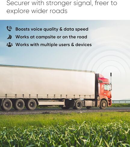 Cell Phone Booster for Truck RV Vehicle, Cell Phone Signal Booster Compatible with All U.S. Carriers AT&T, Verizon, T-Mobile & More, Boosts 5G/4G LTE/3G Signal for Band 4/12/13/17/5/2/25 in Kuwait