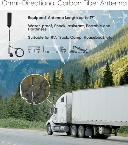Cell Phone Booster for Truck RV Vehicle, Cell Phone Signal Booster Compatible with All U.S. Carriers AT&T, Verizon, T-Mobile & More, Boosts 5G/4G LTE/3G Signal for Band 4/12/13/17/5/2/25 in Kuwait