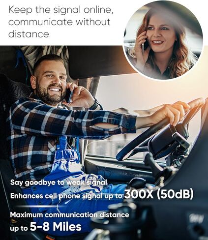 Cell Phone Booster for Truck RV Vehicle, Cell Phone Signal Booster Compatible with All U.S. Carriers AT&T, Verizon, T-Mobile & More, Boosts 5G/4G LTE/3G Signal for Band 4/12/13/17/5/2/25 in Kuwait