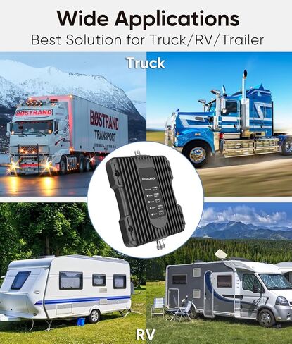 Cell Phone Booster for Truck RV Vehicle, Cell Phone Signal Booster Compatible with All U.S. Carriers AT&T, Verizon, T-Mobile & More, Boosts 5G/4G LTE/3G Signal for Band 4/12/13/17/5/2/25 in Kuwait