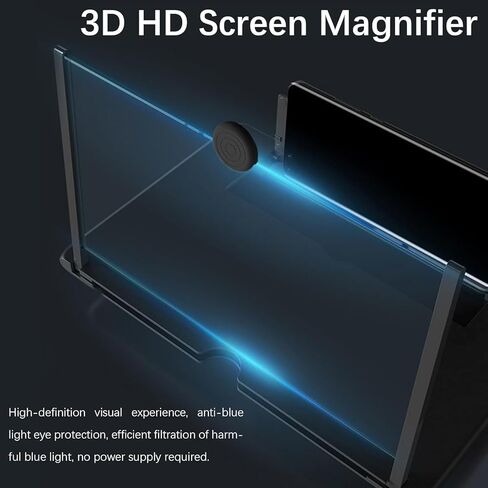 12 Inch Smartphone Screen Magnifier 3D HD Foldable Phone Stand with Adjustable Angle, Suitable for Movies, Videos, and Games,Supports All Smartphones. (Black) in Saudi Arabia