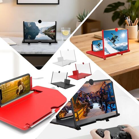 12 Inch Smartphone Screen Magnifier 3D HD Foldable Phone Stand with Adjustable Angle, Suitable for Movies, Videos, and Games,Supports All Smartphones. (Black) in Saudi Arabia