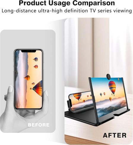 12INCH Mobile Phone Magnifier Screen,2026 New 3D HD Magnifier Projector Screen Enlarger for Movies,Videos,Gaming and Travel,Foldable Phone Stand with Screen Amplifier,Supports All Smartphones (Black) in Kuwait