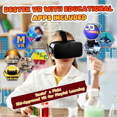 DESTEK V5 VR Headset for Phone, 128 Premium VR apps Included, Anti-Blue Eyes Protected HD Lenses, 110° FOV Virtual Reality Headsets for iPhone, Android Phone- Black in Kuwait