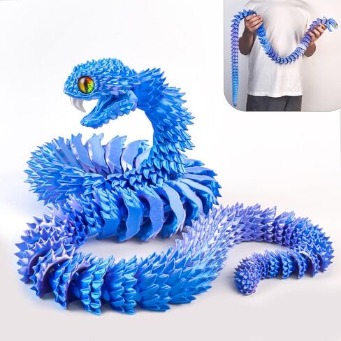 48.8inch Super Large 3D Printed Snake,Movable Teeth,Bigger Fidget Crystal Snake Toys,3D Printed Stuff Animals Toys,Articulated Snake for Home Office Desk Wall Decor (Black-Red) in Saudi Arabia