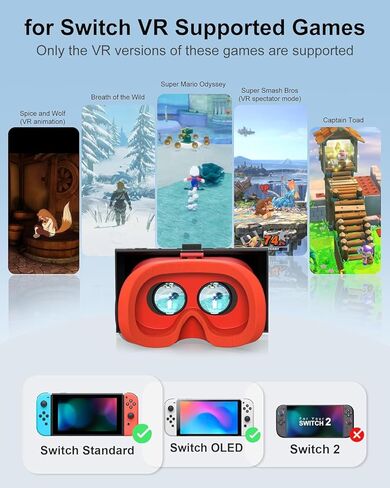 Upgraded VR Headset Compatible with Nintendo Switch & OLED, Adjustable 3D VR Glasses with Wide Compatibility for Switch, HD Lenses, No-Blur Immersive Gaming Experience in Saudi Arabia