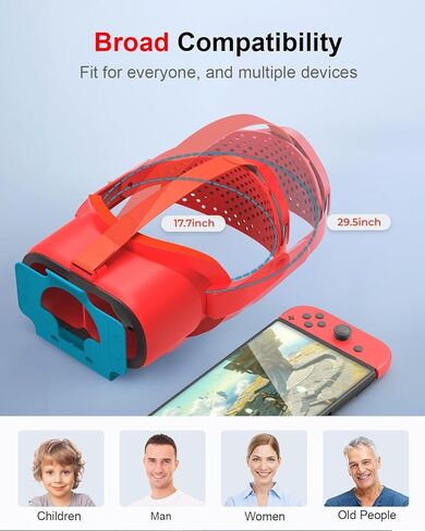 Upgraded VR Headset Compatible with Nintendo Switch & OLED, Adjustable 3D VR Glasses with Wide Compatibility for Switch, HD Lenses, No-Blur Immersive Gaming Experience in Saudi Arabia