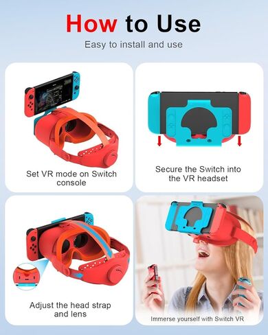 Upgraded VR Headset Compatible with Nintendo Switch & OLED, Adjustable 3D VR Glasses with Wide Compatibility for Switch, HD Lenses, No-Blur Immersive Gaming Experience in Saudi Arabia