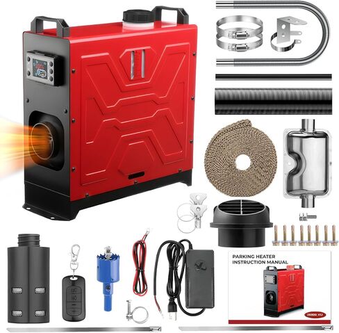 سخان ديزل ، 12 فولت/24 فولت/110 فولت 8 كيلوواط وسخان وقوف السيارات مع التحكم عن بعد وشاشة LCD ، 2 طريقتان التحكم في التدفئة السريعة مع كاتم كاتم كاتمائي للمعسكر RV Truck Boat Bus Car Trailer Garage in Kuwait