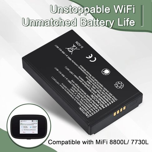 MiFi 8800L Battery Replacement for Inseego: 3.8V 4400mAh 16.7Wh Verizon MiFi 7730L Battery for Novatel Jetpack MiFi 8800L 7730L Mobile Hotspot 40123117 in Kuwait
