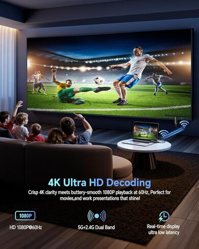 Wireless hdmi Transmitter and Receiver 328FT/100M，4K Decode Plug & Play Portable 5G+2.4G Wireless Display Adapter Extender Kit for Video and Audio to Monitor from PC/Projector/TV Box in Saudi Arabia