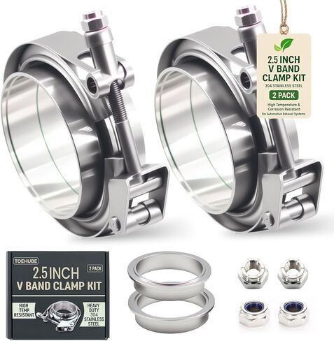 2 Pack 3 Inch V Band Clamp Kits - Quick-Release with Male/Female Flanges, 304 Stainless Steel, Leak-Resistant Interlocking Design for Exhaust, Turbo, Downpipe, Intercooler Piping (2, 3.0in) in Saudi Arabia