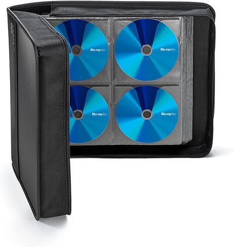 SANWA 512 Capacity CD Case, Blu Ray Case Holder, Movie Music Media Disc Wallet, Hardshell DVD VCD Binder Storage Box, Portable Zipper, EVA Protective Sleeve with Handle, for Car, Home, Office, Black in Saudi Arabia