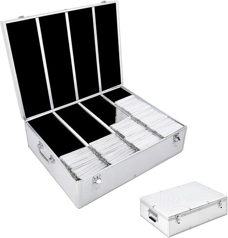 LEIFIDE Aluminum CD/DVD Storage Case Box with Lock 23.5" x 16.5" x 7.3" Holds 1000 Discs CD Holder Storage Box for Media Hanging Sleeves Toys Papers Cards Socks in Saudi Arabia