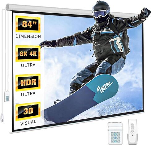 DINAH 120 Inch Electric Projector Screen with Remote, Automatic Air Indoor Drop Down, Motorized 4K 3D HD Projection for Movies in Saudi Arabia