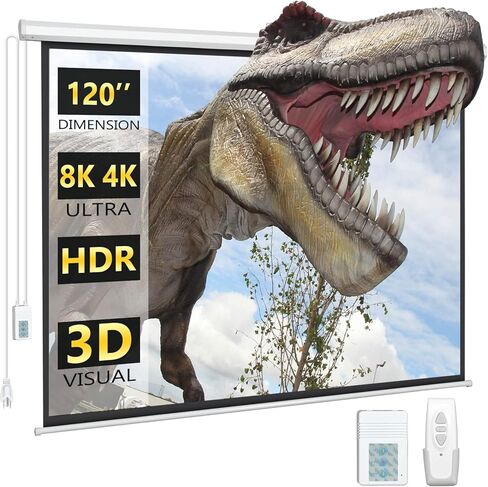 DINAH 120 Inch Electric Projector Screen with Remote, Automatic Air Indoor Drop Down, Motorized 4K 3D HD Projection for Movies in Saudi Arabia