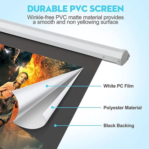 DINAH 120 Inch Electric Projector Screen with Remote, Automatic Air Indoor Drop Down, Motorized 4K 3D HD Projection for Movies in Saudi Arabia