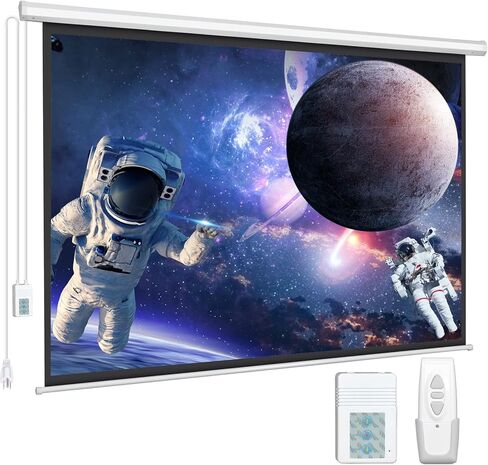 DINAH 120 Inch Electric Projector Screen with Remote, Automatic Air Indoor Drop Down, Motorized 4K 3D HD Projection for Movies in Saudi Arabia
