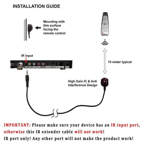 Herfair IR Receiver Cable 10FT Infrared Remote Control Extender Cord Repeater with 3.5mm Jack Plug for Spectrum Motorola Arris Xfinity Comcast Verizon FiOS Other STB - Set Top Box (2-Pack) in Kuwait