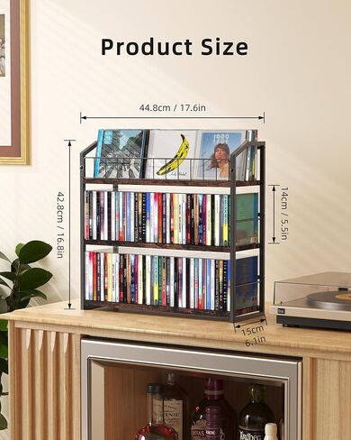 حامل أقراص مضغوطة ثلاثي الطبقات، لتخزين الأقراص المضغوطة ورف للعرض، منظم تخزين مع رف علوي للعرض، رف حامل ممتاز للمنزل والمكتب والمطبخ، يحمل 123 قرصًا مضغوطًا in Kuwait