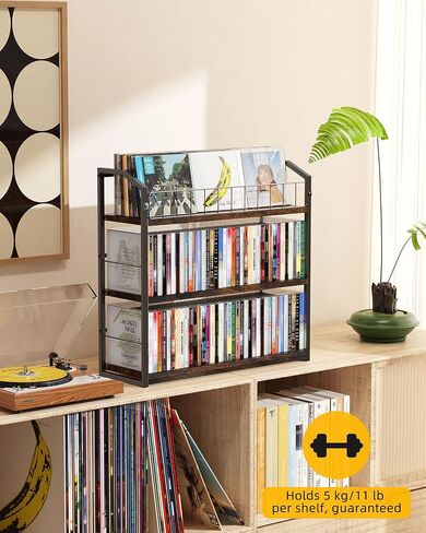 حامل أقراص مضغوطة ثلاثي الطبقات، لتخزين الأقراص المضغوطة ورف للعرض، منظم تخزين مع رف علوي للعرض، رف حامل ممتاز للمنزل والمكتب والمطبخ، يحمل 123 قرصًا مضغوطًا in Kuwait