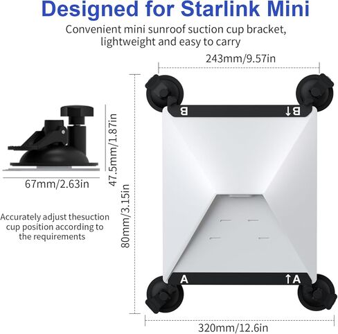 ملحقات ستارلينك الصغيرة، حامل ستارلينك ميني بالشفط، 2.8 × 4.1 × 10.8 بوصة، مجموعة ستارلينك الشمسية، حامل مركبة ستارلينك لأسقف السيارة أو النوافذ in Kuwait