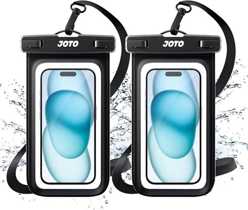 حافظة هاتف JOTO 2 Pack Universal مقاومة للماء لهاتف iPhone 17 Air 16 15 14 13 12 11 Plus Pro Max، IPX8 حقيبة جافة للهاتف المحمول XR X SE، Galaxy S23 S22 S21 S20+ S20 S10 Plus Note، بكسل يصل إلى 7 بوصات - أسود in Kuwait