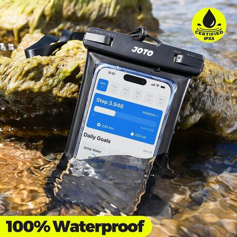 حافظة هاتف JOTO 2 Pack Universal مقاومة للماء لهاتف iPhone 17 Air 16 15 14 13 12 11 Plus Pro Max، IPX8 حقيبة جافة للهاتف المحمول XR X SE، Galaxy S23 S22 S21 S20+ S20 S10 Plus Note، بكسل يصل إلى 7 بوصات - أسود in Kuwait