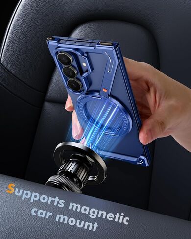 OATSBASF Minimalist Phone Case for Samsung Galaxy Z Fold 7, 360° Rotation Kickstand Aluminum Metal Frameless Design Bumper Z Case, Protective Shock Grade Shell (Blue) in Saudi Arabia