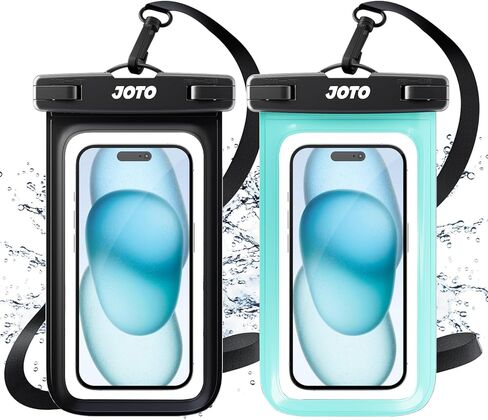 حافظة هاتف JOTO 2 Pack Universal مقاومة للماء لهاتف iPhone 17 Air 16 15 14 13 12 11 Plus Pro Max، IPX8 حقيبة جافة للهاتف المحمول XR X SE، Galaxy S23 S22 S21 S20+ S20 S10 Plus Note، بكسل يصل إلى 7 بوصات - أسود in Kuwait