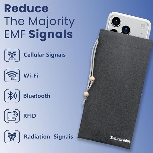2 حزمة من مانع EMF للهاتف الخلوي، حقائب حماية من الإشعاع، جراب هاتف مضاد للنبضات الكهرومغناطيسية، مانع إشعاع الهاتف الخلوي، جراب هاتف مانع لإشارة EMF/WiFi/RFID/GPS (أسود) in Saudi Arabia