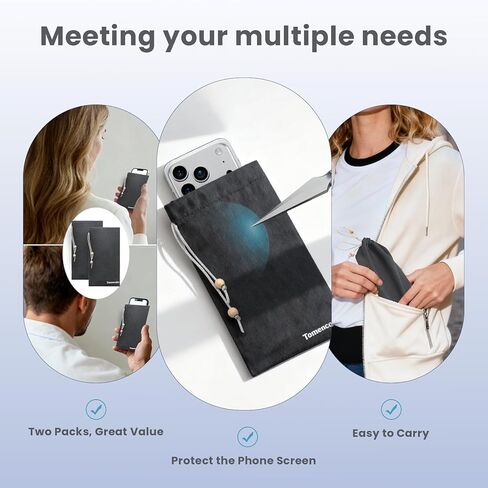 2 حزمة من مانع EMF للهاتف الخلوي، حقائب حماية من الإشعاع، جراب هاتف مضاد للنبضات الكهرومغناطيسية، مانع إشعاع الهاتف الخلوي، جراب هاتف مانع لإشارة EMF/WiFi/RFID/GPS (أسود) in Saudi Arabia