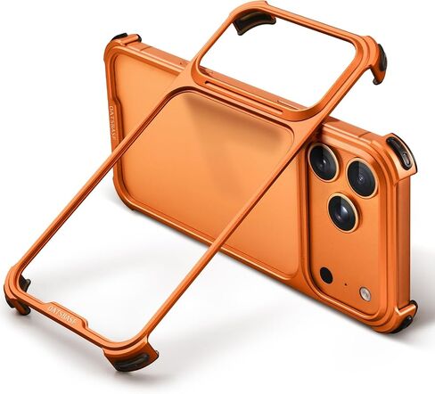 حافظة OATSBASF لهاتف iPhone 17 Pro Max Bumper، نحيفة من الألومنيوم المعدني بدون إطار، تصميم بدون ظهر متوافق مع MagSafe، حافظة هاتف مقاومة للصدمات 6.9 بوصة، برتقالي in Saudi Arabia