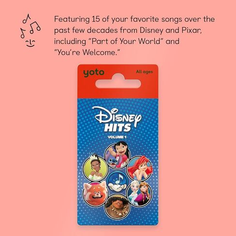 YOTO Disney Hits - بطاقة صوت للأطفال للاستخدام مع مشغل ومشغل صوت صغير الكل في 1، استماع بدون شاشة مع موسيقى احتفالية ممتعة لوقت اللعب وحفلات السفر والعطلات، لجميع الأعمار in Saudi Arabia