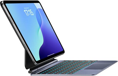 لوحة مفاتيح سحرية لجهاز iPad A16، حافظة لوحة مفاتيح خفيفة الوزن لجهاز iPad 11th (A16 2025) والجيل العاشر (2022)، لوحة مفاتيح ذكية نحيفة للغاية مع لوحة تتبع، 7 ألوان خلفية، أسود in Kuwait