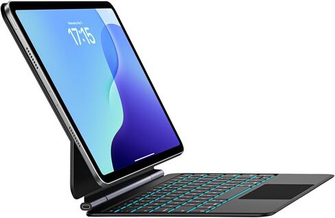 لوحة مفاتيح سحرية لجهاز iPad A16، حافظة لوحة مفاتيح خفيفة الوزن لجهاز iPad 11th (A16 2025) والجيل العاشر (2022)، لوحة مفاتيح ذكية نحيفة للغاية مع لوحة تتبع، 7 ألوان خلفية، أسود in Kuwait
