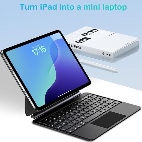 لوحة مفاتيح سحرية لجهاز iPad A16، حافظة لوحة مفاتيح خفيفة الوزن لجهاز iPad 11th (A16 2025) والجيل العاشر (2022)، لوحة مفاتيح ذكية نحيفة للغاية مع لوحة تتبع، 7 ألوان خلفية، أسود in Kuwait