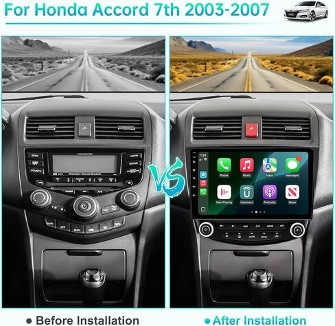 ستيريو راديو السيارة لسيارة Honda Accord الجيل السابع (2003-2007) Android 14 2GB+64GB CarPlay اللاسلكي وAndroid Auto، شاشة لمس IPS 10 بوصة، بلوتوث WiFi GPS Navi، FM/AM، كاميرا احتياطية، SWC in Kuwait