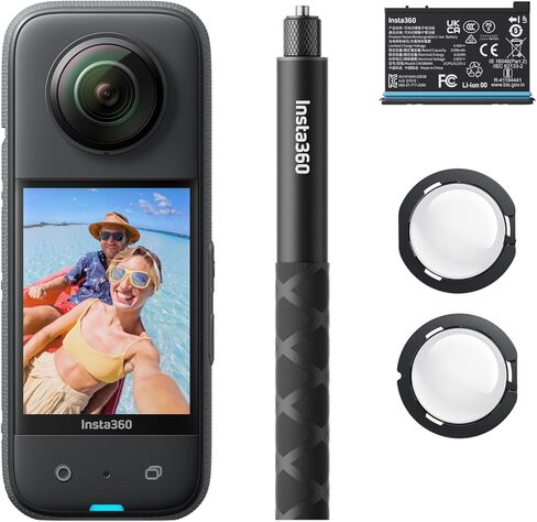 مجموعة الجولات الافتراضية Insta360 X3 - كاميرا جولة افتراضية 360 درجة، صورة بدقة 72 ميجابكسل، فيديو HDR نشط بدقة 5.7K 360 درجة، ثبات أعلى، بطارية قابلة للاستبدال تدوم طويلاً، أداء رائع في الإضاءة المنخفضة، معاينة ونقل WiFi in Saudi Arabia