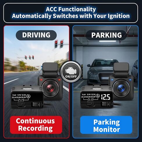 OBD2 Hardwire Kit for Dash Cam USB C, 4-Level Low Voltage Protection with Automatic LED Voltmeter,12V-24V to 5V Power Cable for Continuous Recording & Parking Mode,Plug and Play Dashcam Acc Detection in Saudi Arabia