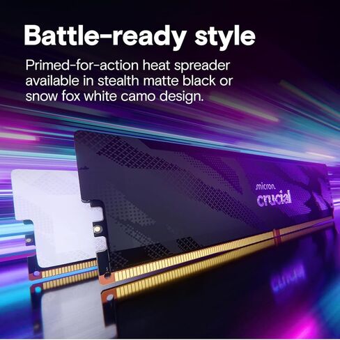 مجموعة ذاكرة الوصول العشوائي Crucial Pro DDR5 بسعة 32 جيجابايت (2 × 16 جيجابايت)، 6400 ميجاهرتز CL32، ذاكرة ألعاب سطح المكتب لرفع تردد التشغيل، متوافقة مع Intel XMP 3.0 وAMD Expo، أسود - CP2K16G64C32U5B in Kuwait