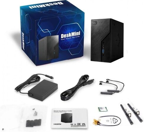 ASRock DeskMini B860 Series 1.92L Mini PC Barebone Kit، يدعم Intel Core Ultra Series 2 (65W)، DDR5، Thunderbolt 4، PCIe Gen5 M.2، مخرج عرض رباعي in Kuwait