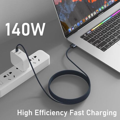 كابل USB-C إلى مغناطيسي 140 واط لشحن M4 MacBook Pro Air، 6.6 قدم متوافق مع كابل MagSafe 3 لجهاز MacBook Air (15''13''M4 2025، M3 2024، M2 2023، M2 2022)، Pro(16"14"2024/2023/2021) أزرق-2 متر in Kuwait