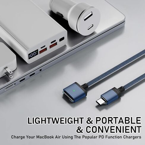 كابل USB-C إلى مغناطيسي 140 واط لشحن M4 MacBook Pro Air، 6.6 قدم متوافق مع كابل MagSafe 3 لجهاز MacBook Air (15''13''M4 2025، M3 2024، M2 2023، M2 2022)، Pro(16"14"2024/2023/2021) أزرق-2 متر in Kuwait