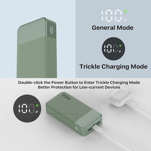 NOBIS 20000mAh Battery Pack Power Bank 65W Power Bank, Portable Charger with Digital Display, Dual USB-C/USB-A Fast Charging for Laptop, Phone, Tablet, Travel-Friendly External Battery Pack in Kuwait